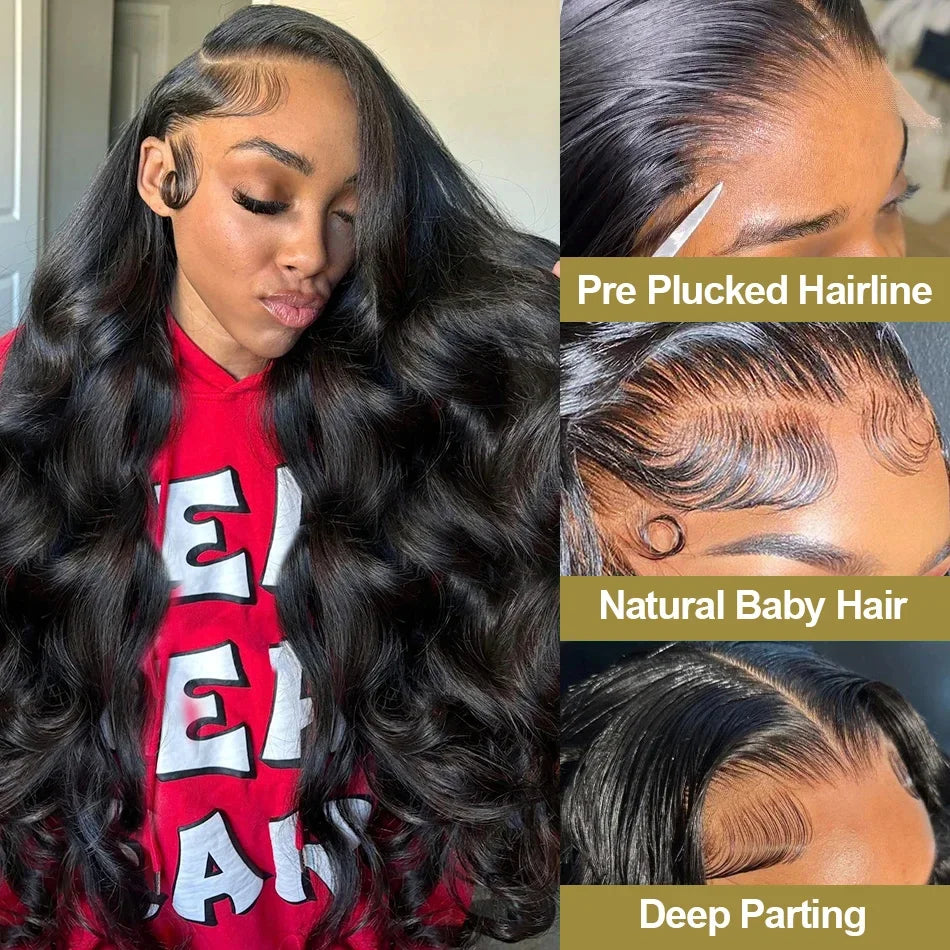 220% Density Long Body Wave 40 50 Inch 13x4 13x6 Full Frontal 360 HD Transparent Lace 5x5 Closure Human Hair Pre plucked Wigs