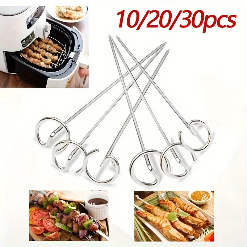 10-30pcs Stainless Steel Skewer Grill Kabob Skewers Sticks For Grilling Reusable Kebab Barbecue BBQ Stick Special Baking Needle