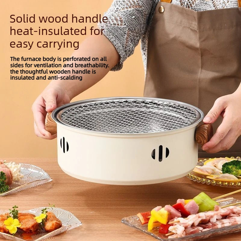 Korean BBQ Grill Charcoal Stove Charcoal Grill Stainless Steel Outdoor Camping Cooking Tea Around The Stove Barbecue Stove