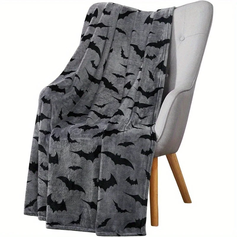 Blanket Gray Bat Blanket New Arrival Minimalist Design Soft Warm All Seasons Use Halloween Home Decor Gift