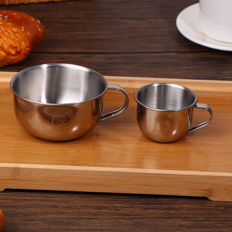 Mini Water Cup With Handle Durable Anti Scalding Milk Coffee Mug Drinking Cup For Kids Student Drinkware 304 Stainless Steel