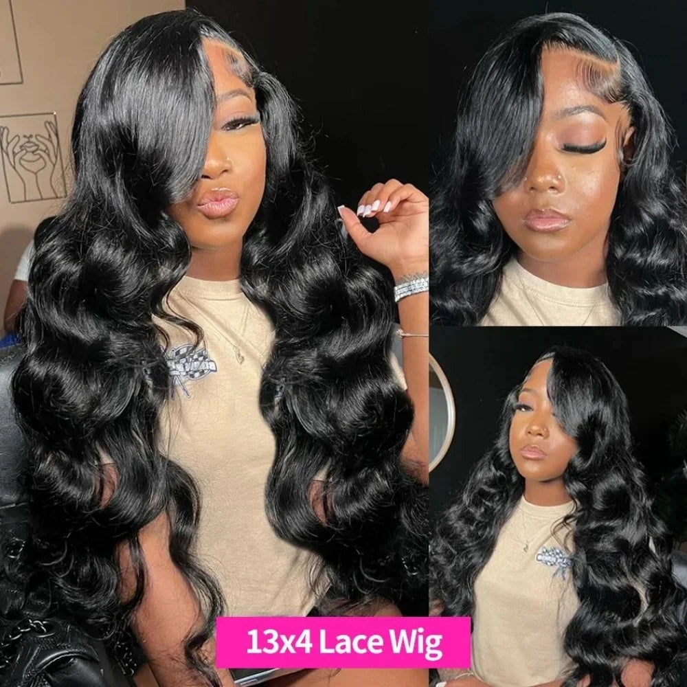 13x4 HD Lace Front Wig Body Wave Brazilian Human Hair Wigs Pre Plucked Body Wave 180 Density 13x6 Lace Frontal Wig Natural Color