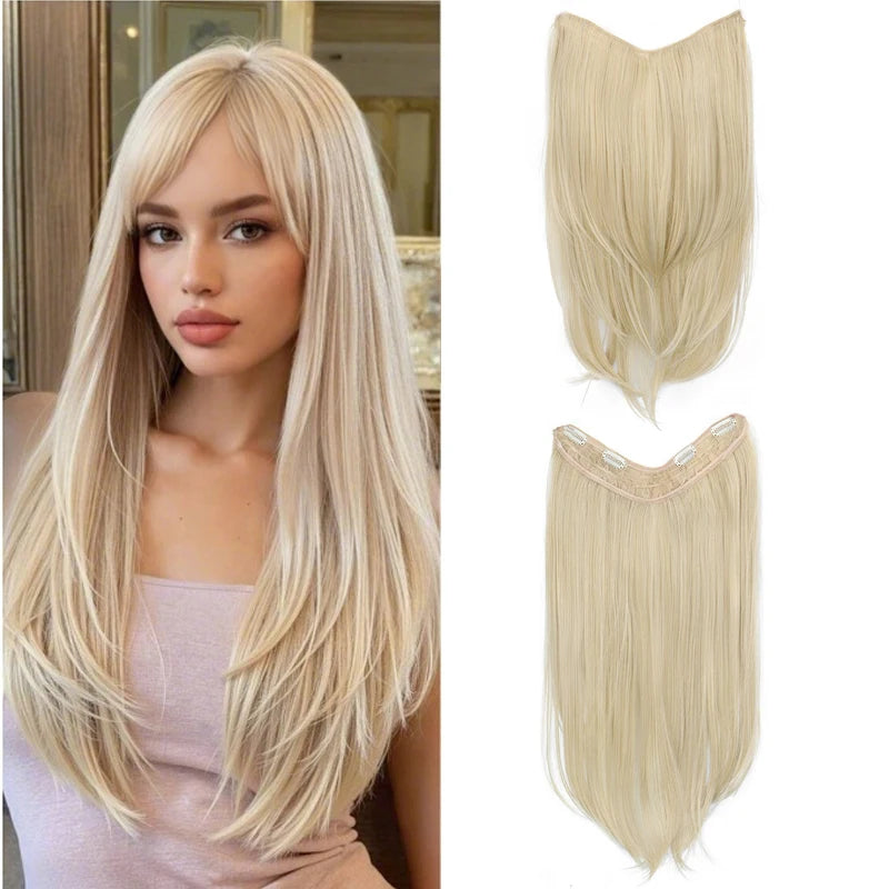 Synthetic Wig Women's Traceless Invisible U-shaped  Layered  Straight Hair With Inner Buckle Long Curly Hair Natural