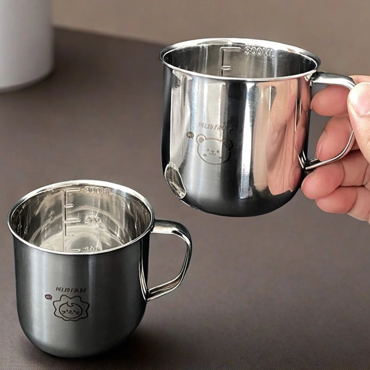 300ML Mini 304 Stainless Steel Water Cup Tumbler with Handle Durable Anti Drop Children Drinking Cup Reusable Milk Coffee Mug