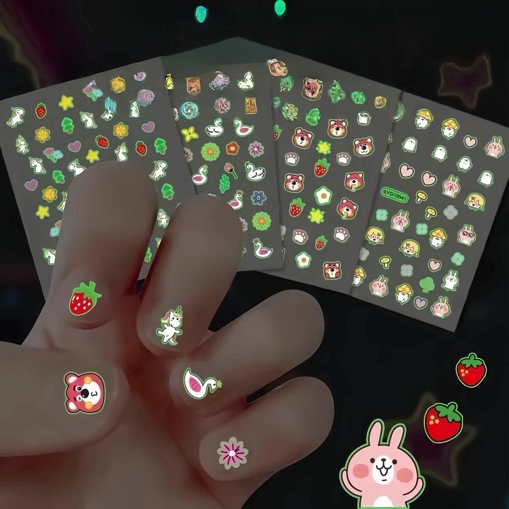 30Pack Easter  Nail Art Decals Set Glittering Rabbit Assorted Characters, Self-Adhesive Armor Effect Nail Enhancements for Women