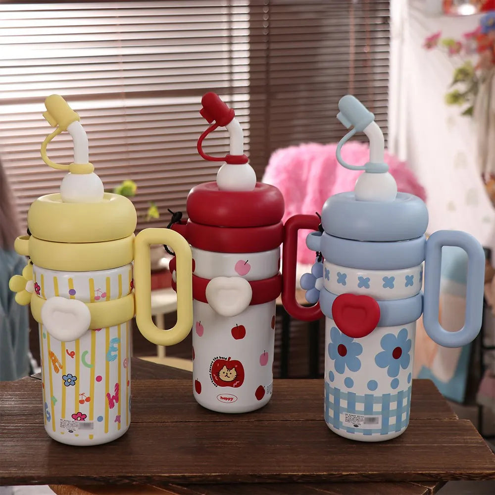 920ML Insulated Thermos with Handle Stainless Steel Thermos Coffee Cup Handheld Large Capacity Sports Water Kettle Car Cups