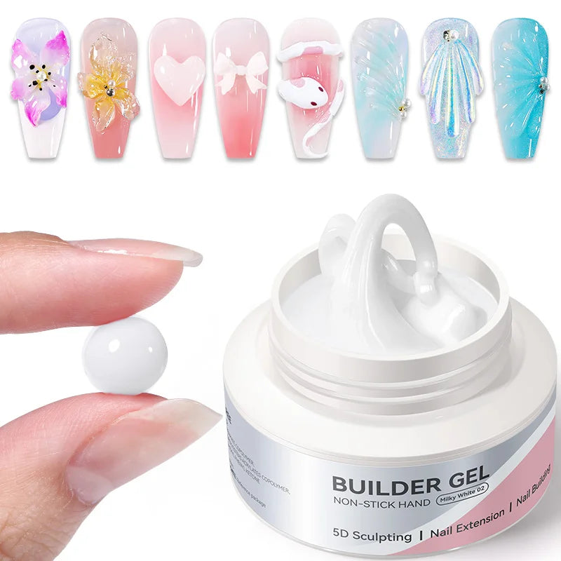 BORN PRETTY 60g White Non Stick Hand Extension Gel Nail Polish For 5D Shaping Carving Sculpting Flower DIY Nail Art Manicure