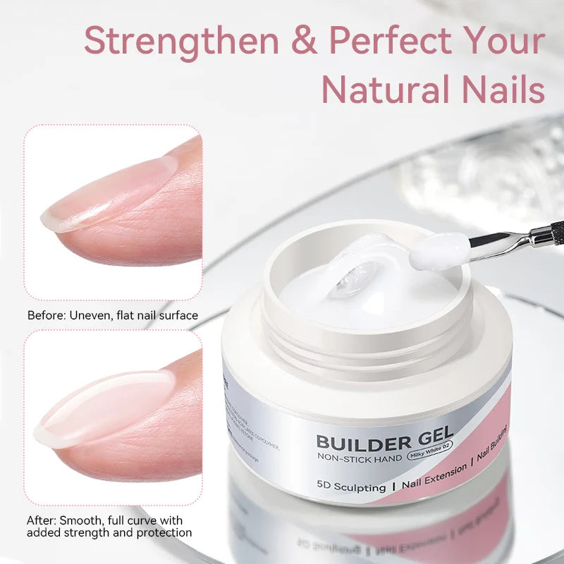BORN PRETTY 60g White Non Stick Hand Extension Gel Nail Polish For 5D Shaping Carving Sculpting Flower DIY Nail Art Manicure