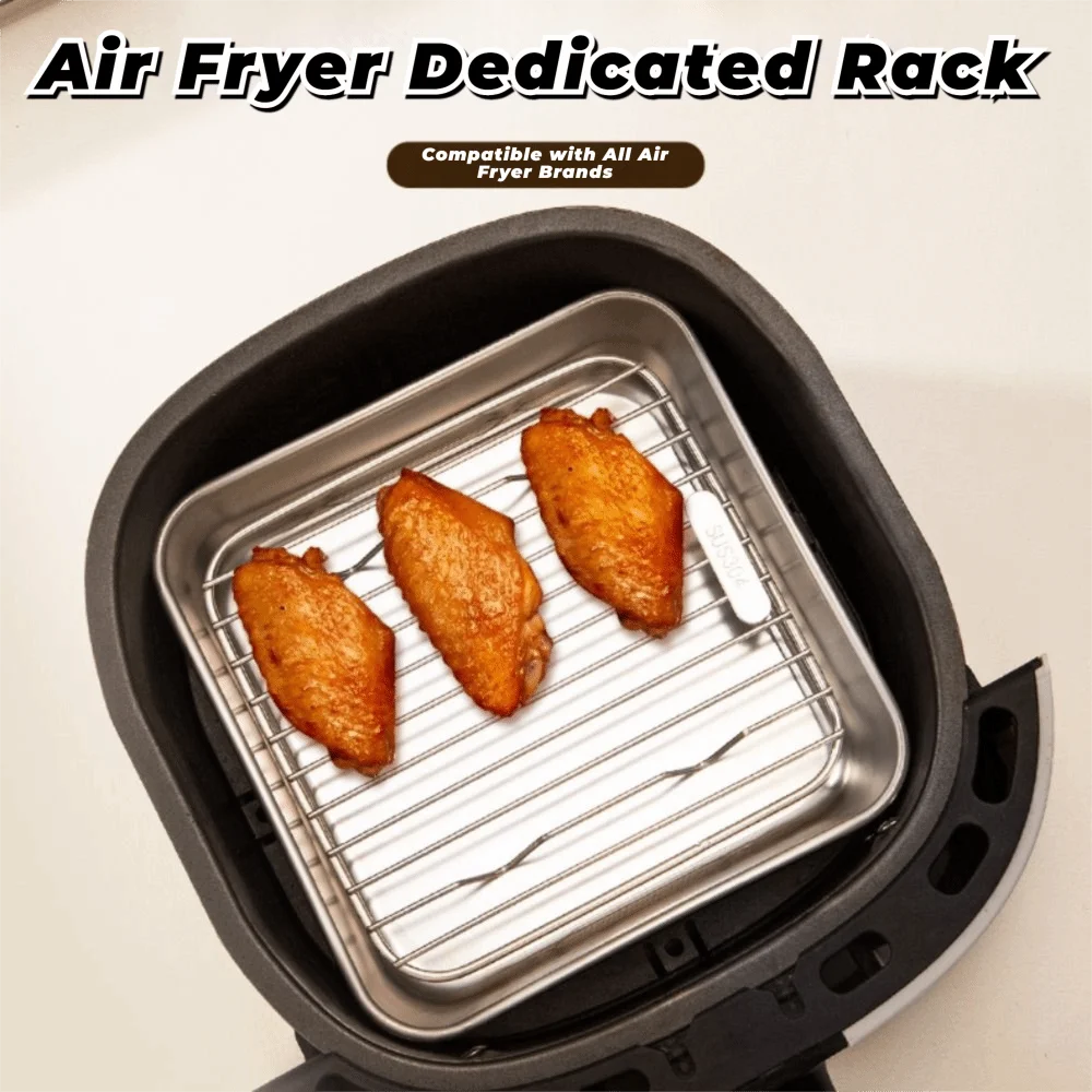 Round Square Cooking Rack 304 Stainless Steel With Foot Air Fryer Rack Thicken Grid Grill Home Kitchen Oven Steamer Cooker