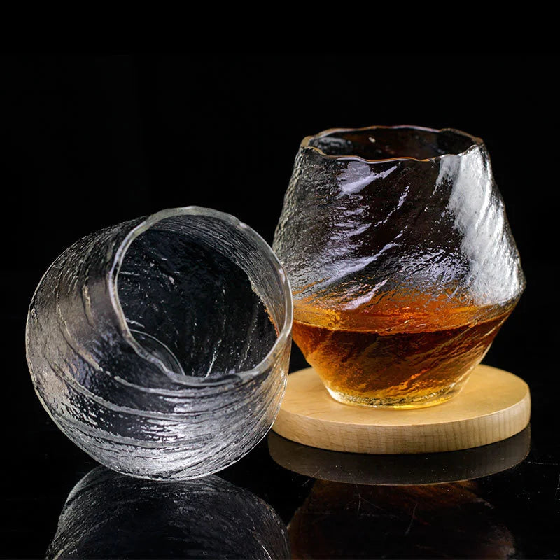 420ml Blowing Snow Whiskey Tasting Glasses Japanese Hammer Pattern Wine Drinking Cup Snowflakes Falling Hazy Air Whisky Tumbler