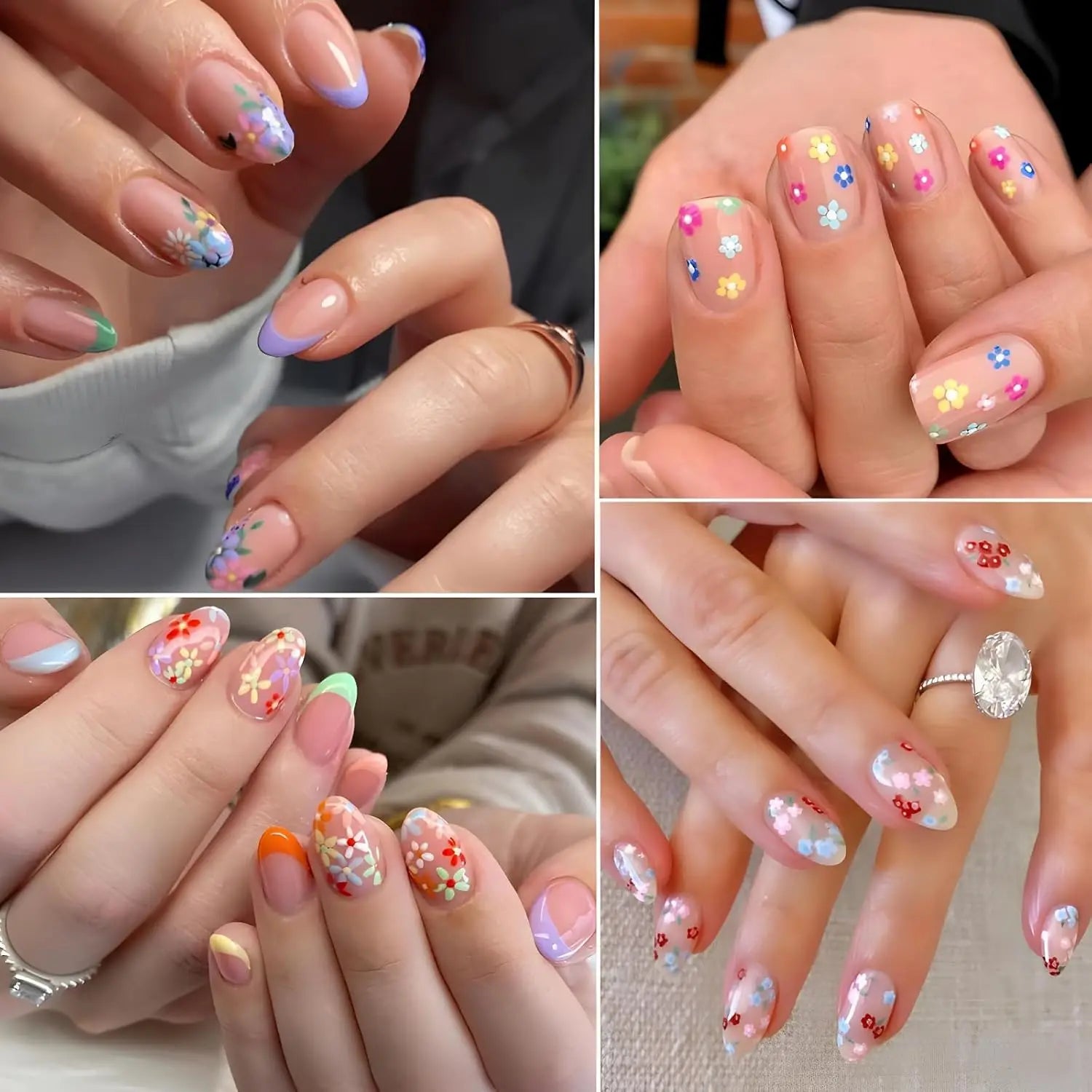 30 Pieces of Flower Nail Art Stickers Decals3D Self-Adhesive Cute Daisy Flower Nail Decals