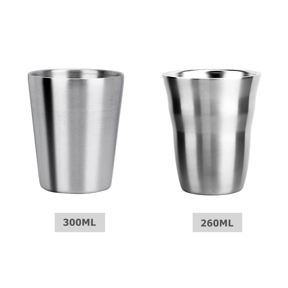 Set of 2 Metal Coffee Mugs Stainless Steel Cup 260ML/300ML Double Wall Stackable Metal Glasses Drinking Mugs for Home Camping