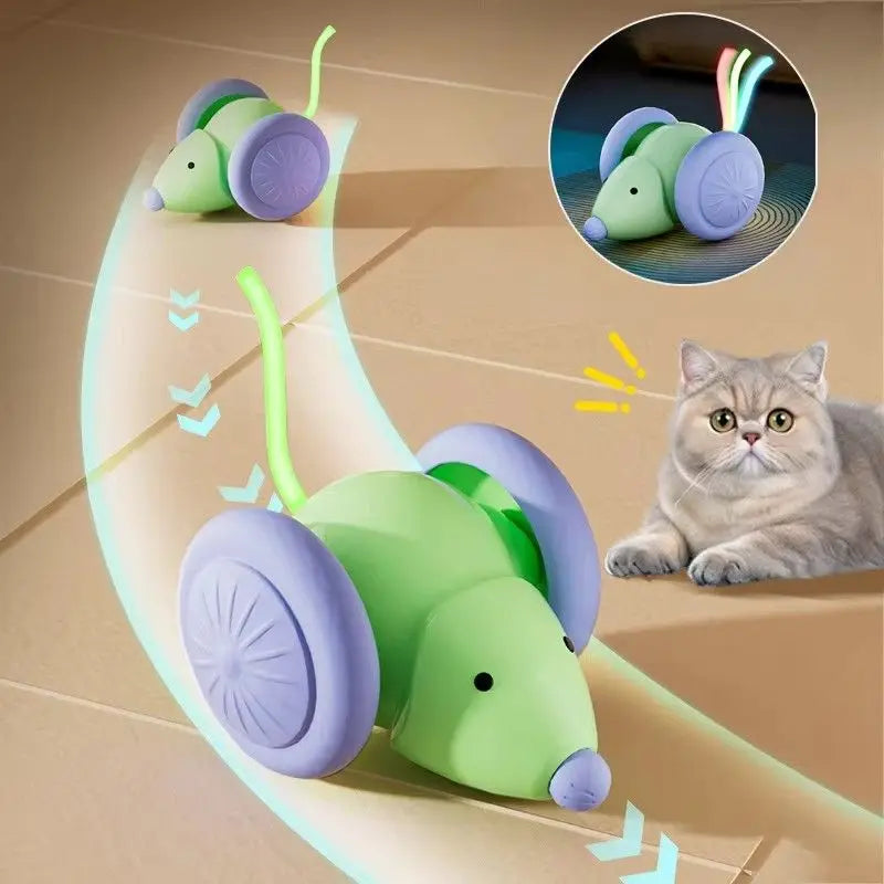Hot Electric Mouse Car Interactive Cat Toy Rechargeable Automatic Kitten Toy Intelligent Obstacle Avoidance Cat Toy