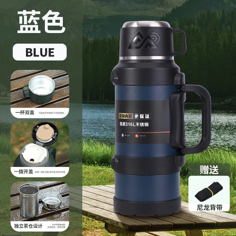 316 stainless steel vacuum insulated cup - travel hot water bottle - household portable vehicle-mounted sports water bottle