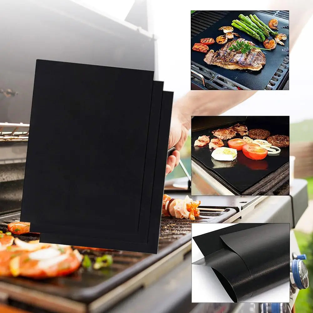 1-4PCS Outdoor Non-stick Mat Heat Resistant BBQ Grill Mat Reusable Barbecue Grilling Sheet 50x40cm 33x40cm Oven Liners Pad