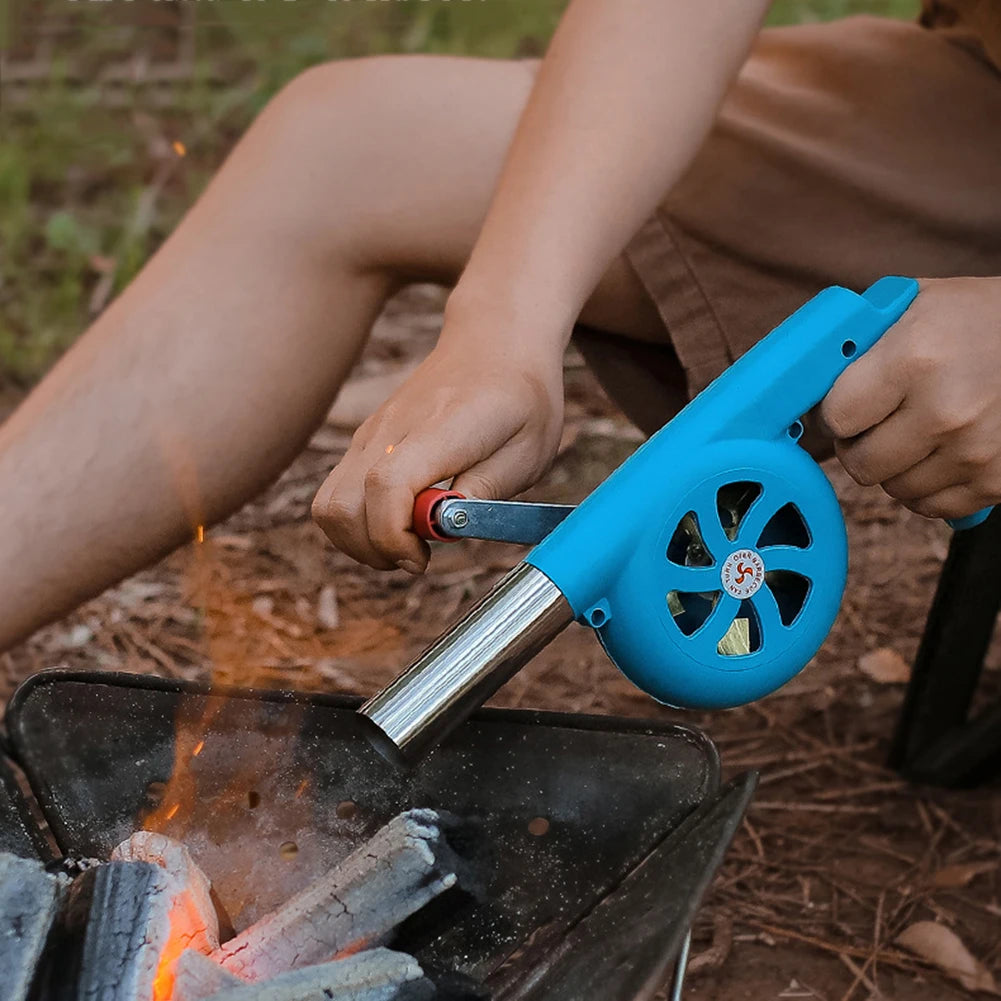 Outdoor Cooking BBQ Fan Lightweight Hand Crank Fan Air Blower Grill Picnic Camping Stove Accessories Fast Fire Starter
