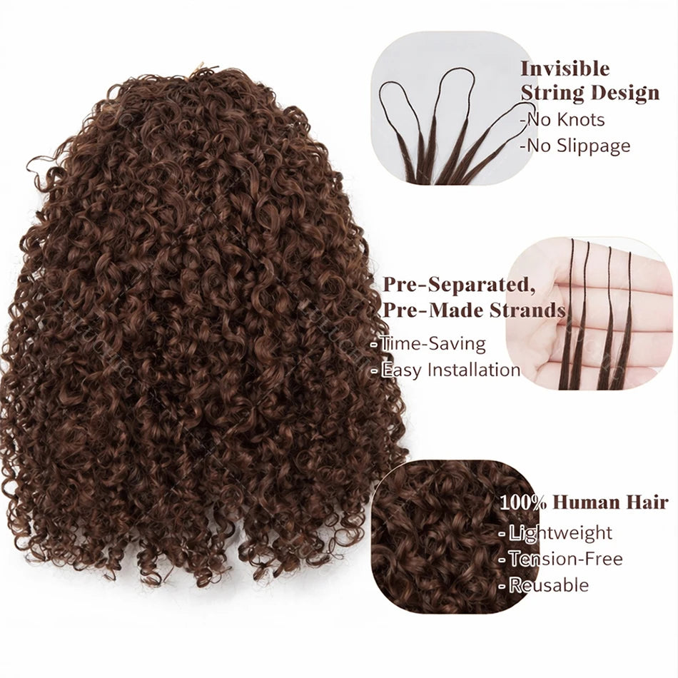 Brown Kinky Curly Crochet Human Hair Invisible Knotless Pre-Separated Small Spirals Curly Crochet Hair For Black Women Braiding