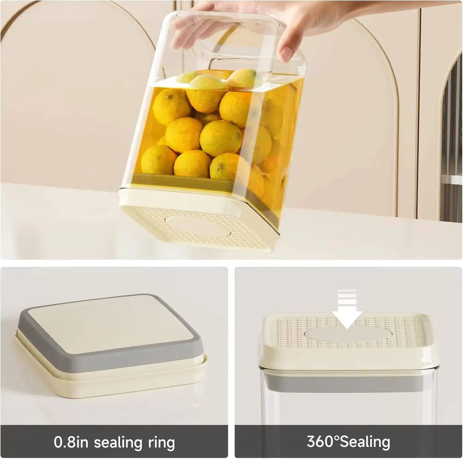 Airtight Food Storage Containers With Pop-Top Lids, 3 Pcs Stackable Plastic Canisters Kitchen Pantry Organization,