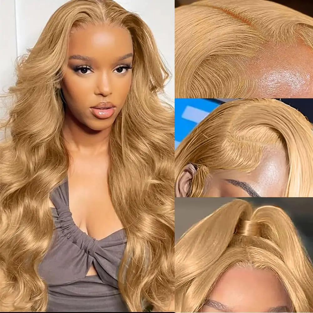 34 36inch 27 Honey Blonde Body Wave Wig Human Hair 13x6 Transparent Hd Lace Frontal Wig For Women 250 Density Brazilian Wigs