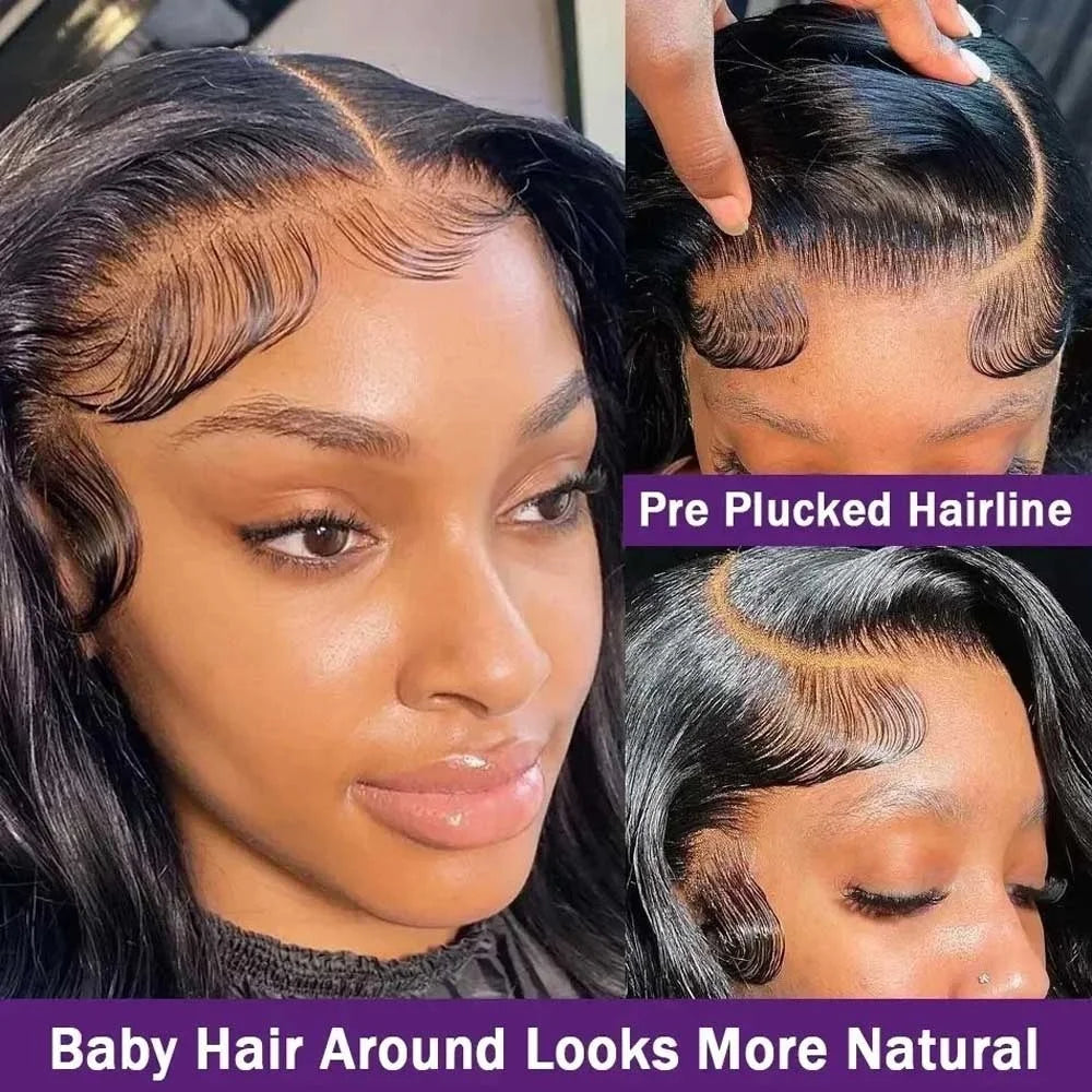 13x4 HD Lace Front Wig Body Wave Brazilian Human Hair Wigs Pre Plucked Body Wave 180 Density 13x6 Lace Frontal Wig Natural Color