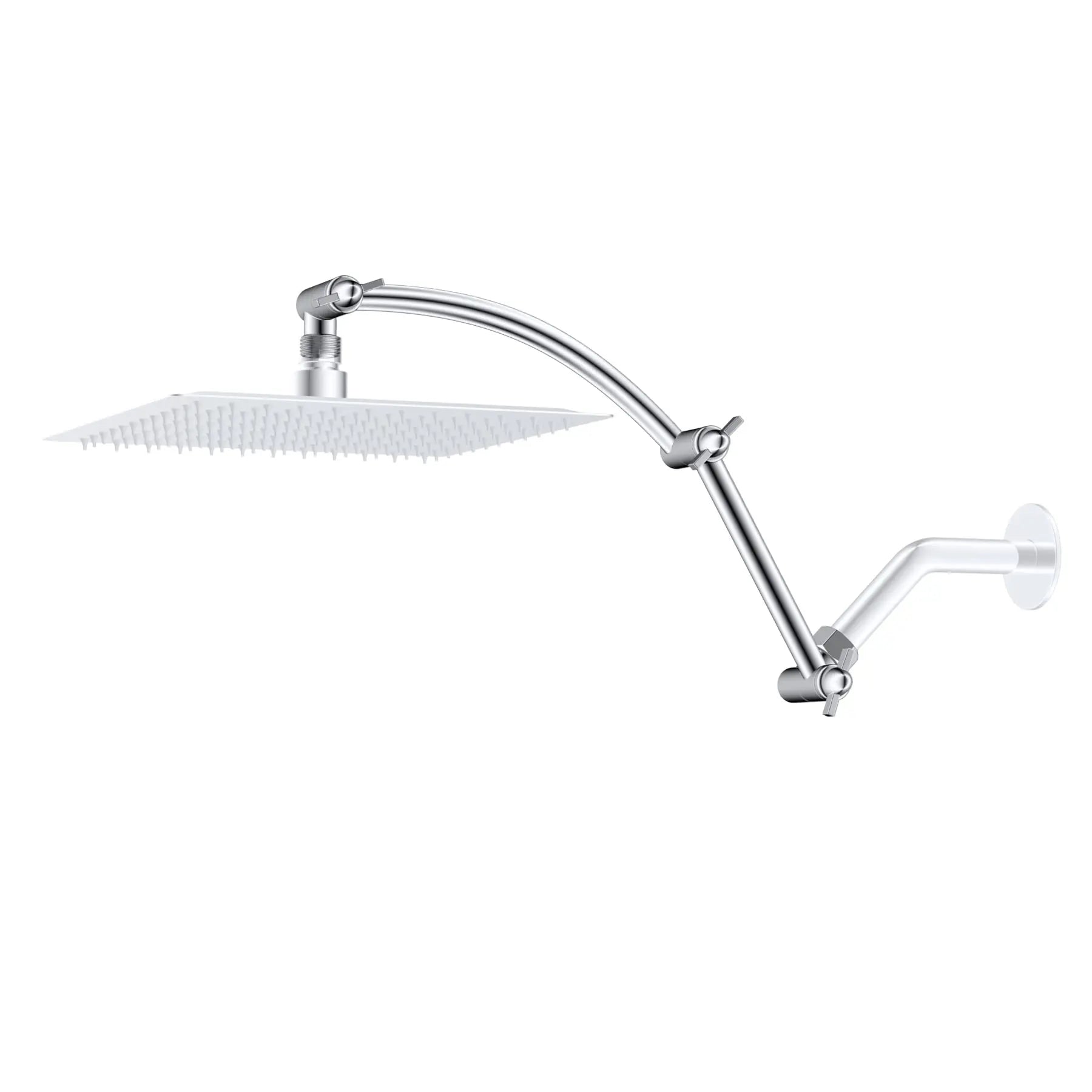 All Metal 16'' Shower Head Extension Arm Solid Brass Flexible Height & Angle Adjustable Shower Arm Extender with Lock Joint, Uni