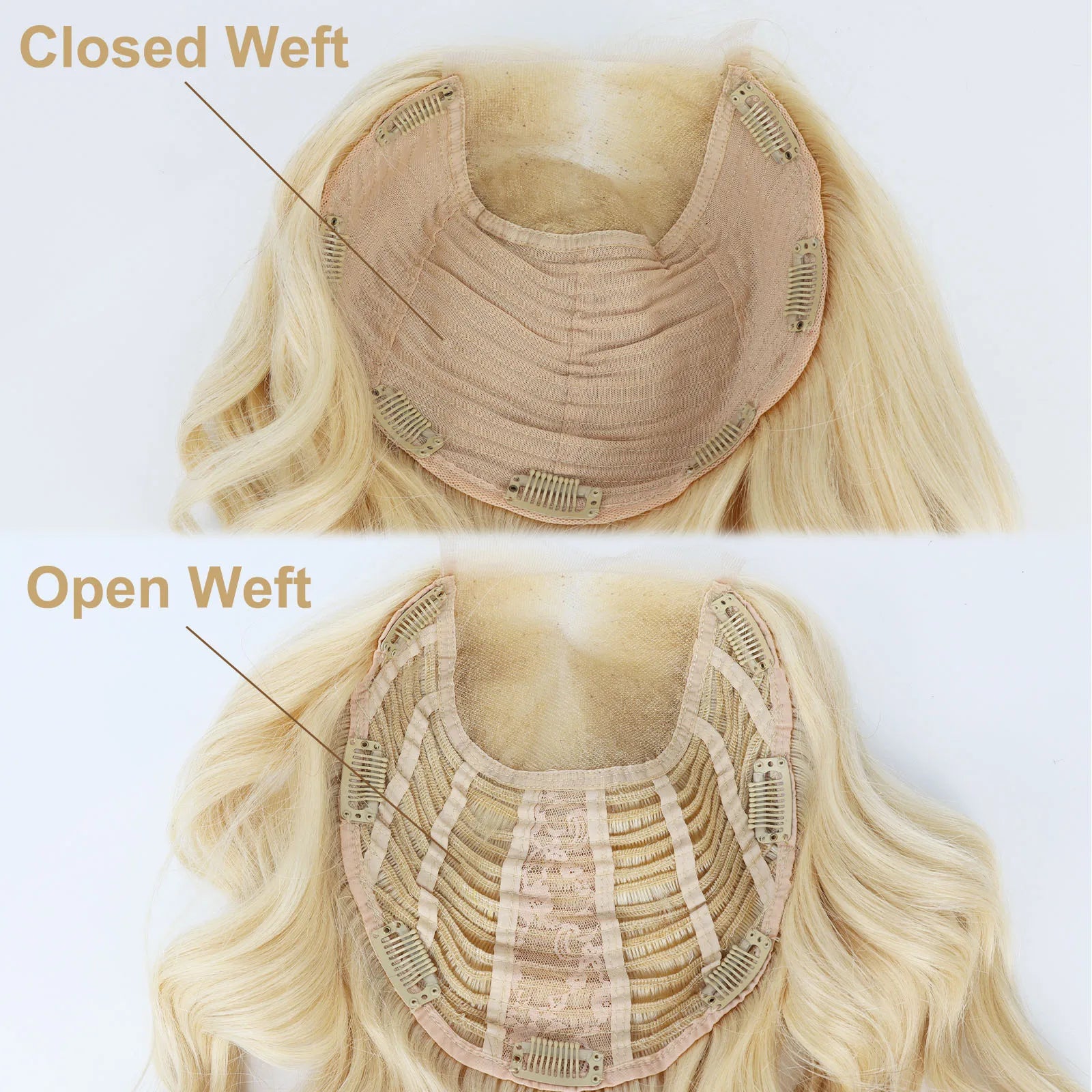 4x4inch Lace Topper with Open Weft 20" Natural Wave Real Remy Human Hair Toupee for Women #613 Light Blonde Natural Soft Scalp