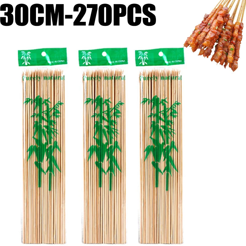 15/20/25/30cm Bamboo Skewer Sticks Food Grade Bamboo Stick for Kitchen Barbecue Fruit Fried Disposable Nature Wood Long Stick