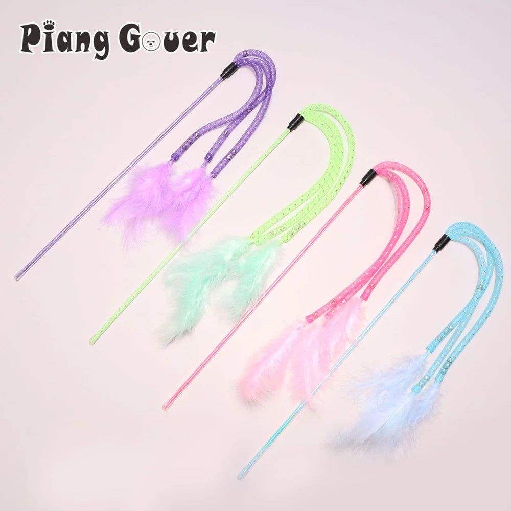 Feather Small Bell Cat Teaser Stick Cat Toy Wand Pet Toy Rod