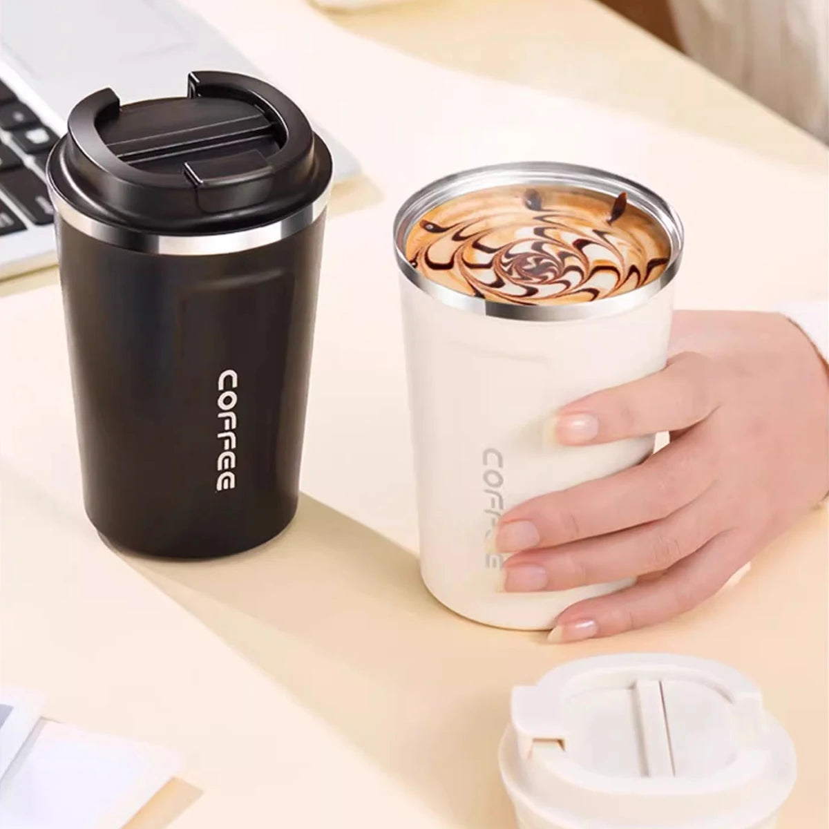 304 Stainless Steel Thermos Cup Portable Double Wall Insulated Coffee Mug Leak-proof Tumbler Water Bottle For Student Adult
