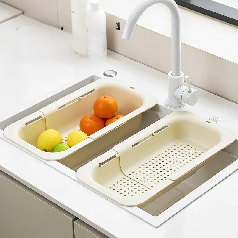 Multi-functional Telescopic Draining Basket Large-capacity Placement Rack Draining Wonder Kitchen Sink for Bowls and Chopsticks