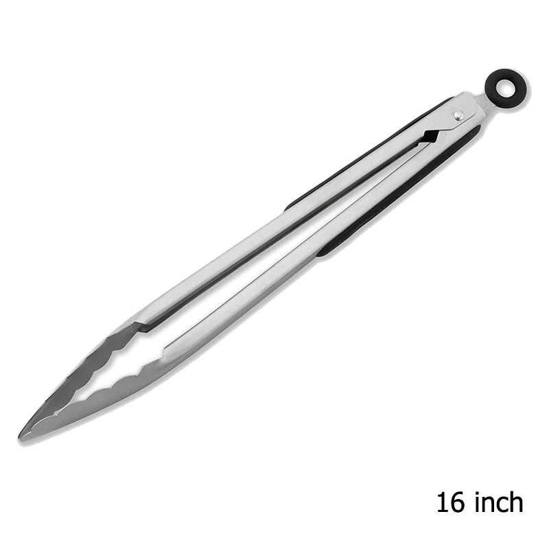 9/12/14/16 Inch BBQ Grilling Tong With Lock Stainless Steel Salad Bread Serving Tong Non-Stick BQ Tong Utensil Cooking Clip New