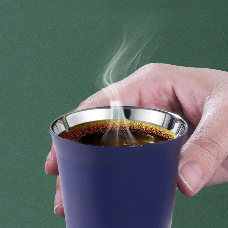 1pcs 80ml/160ml Mini Coffee Cups High Quality Stainless Steel Double Wall Heat-insulating Coffee Cups Portable Small Drink Cups