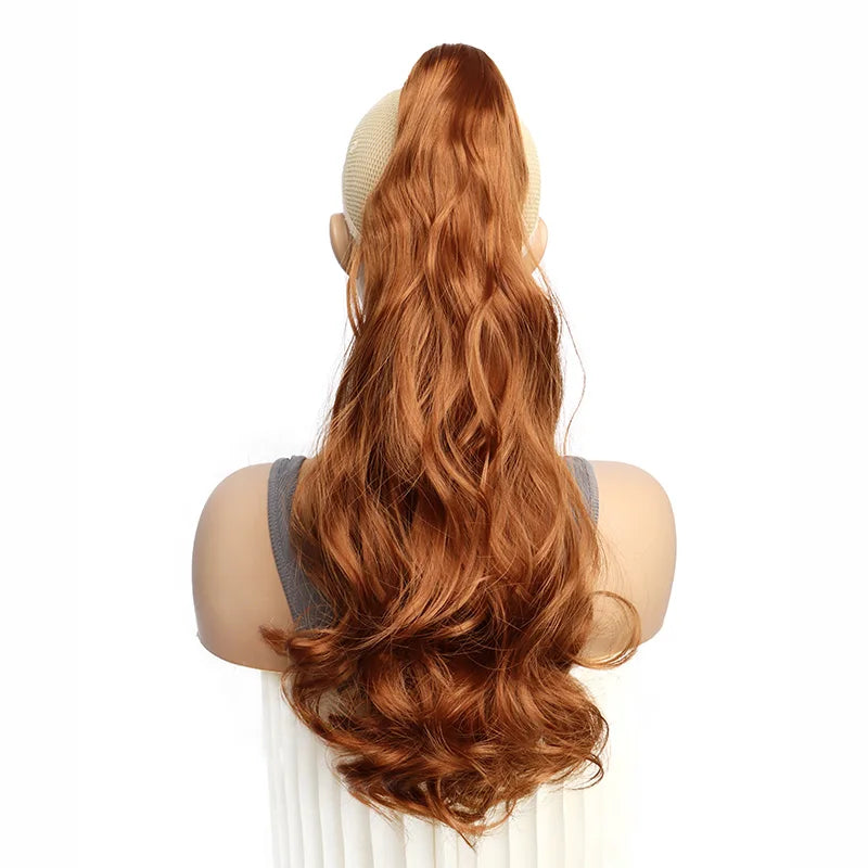 20Inch Synthetic Long Wavy Curly Ponytail Hair Extension Claw Clip in Elegant Volume Fulffy Hairpiece for Women