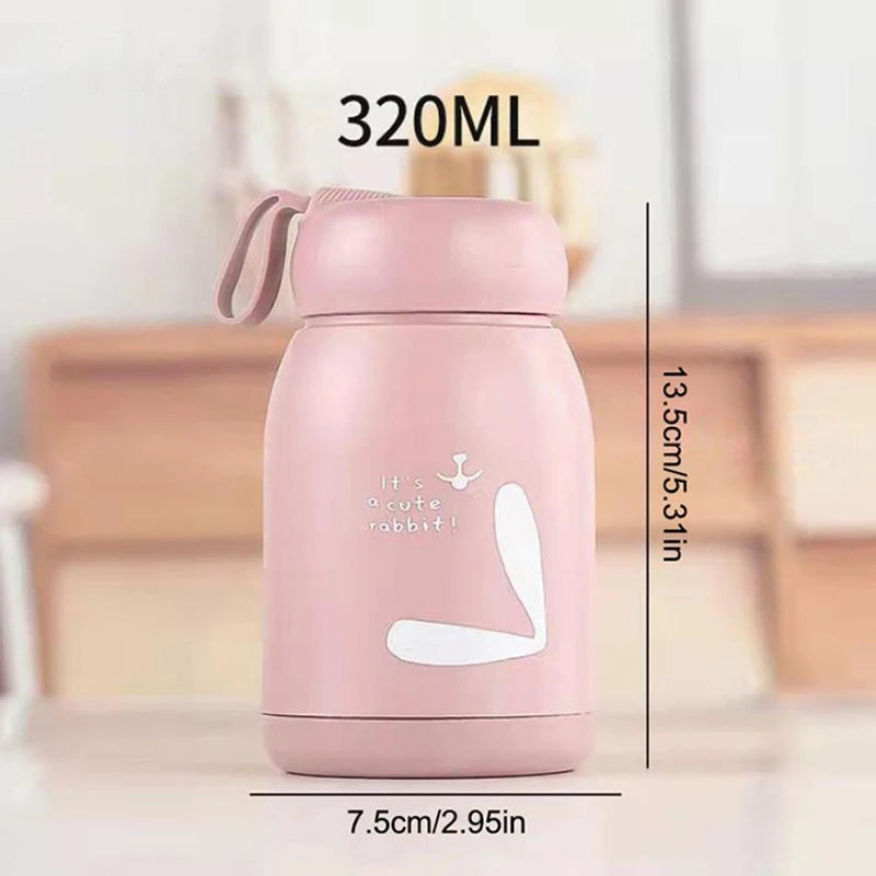 1 Pc 320ml Mini Portable Thermal Cup - Cute Leakproof Glass Vacuum Insulated Flask, Water Bottle for Girls & Kids Daily Drink
