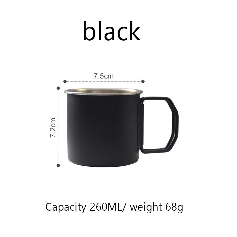 304 stainless steel Cup Mug 260ml Outdoor Water Cup Camping Picnic Water Mug Tableware with Foldable Handle
