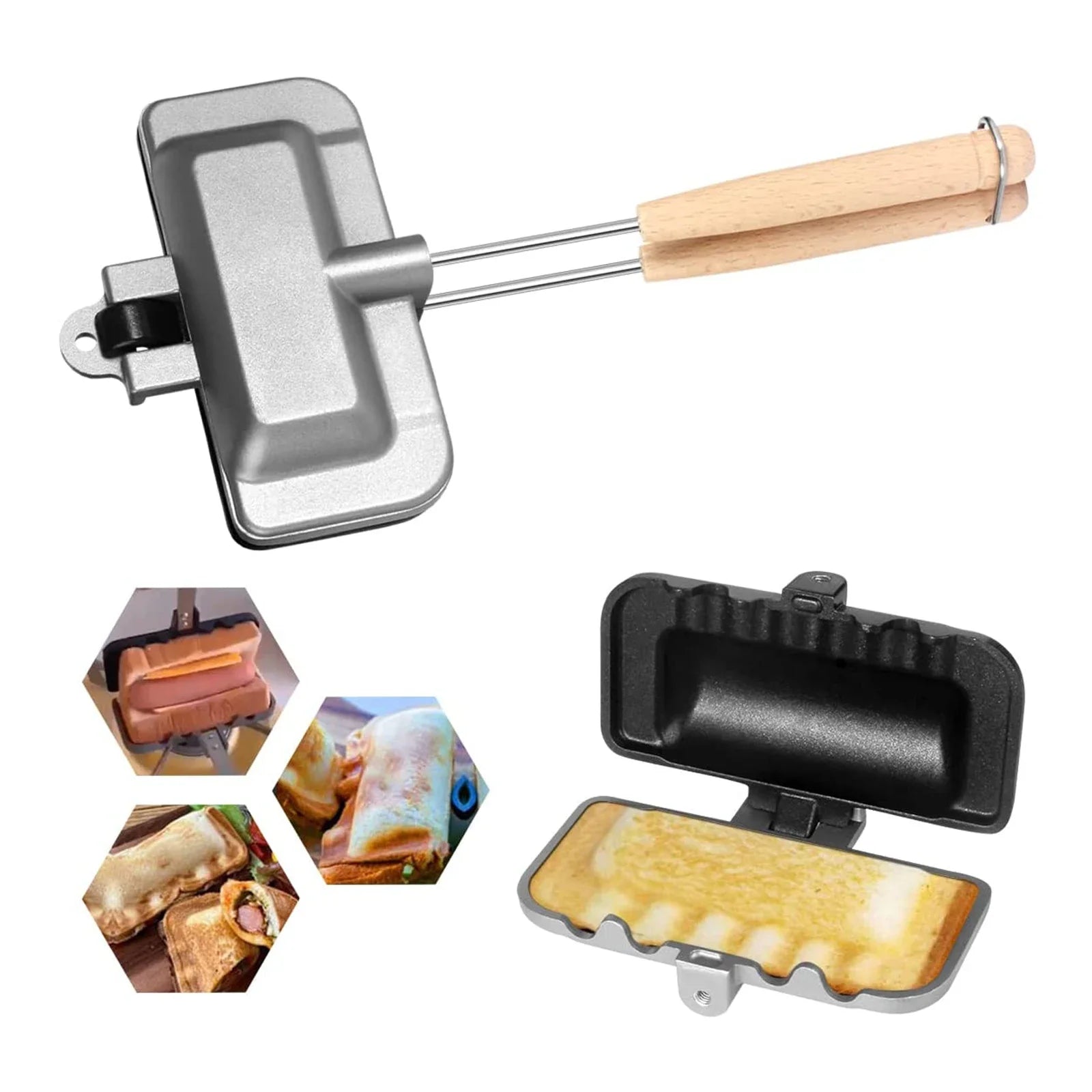 Double Sided Sandwich Maker Breakfast Machine Sandwich Bread Toast Frying Pan  Waffle Maker Baking Tray Kitchen Accessories