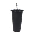 Drink Change Color Straw Mugs with Lid Plastic Tumbler Matte coffe bottle Cup
