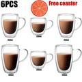 2-6pcs Double-layer Wall Transparent Cup Coffee Milk Drink Mug High Borosilicate Glass Drinkware Heat Resistant Household Office