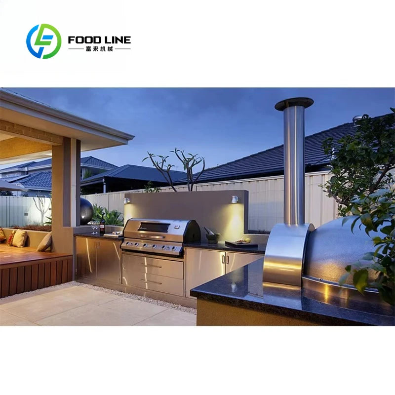 Customized 304 Stainless Steel Outdoor Kitchen Set With Cabinets And Gas Grill For Backyard Garden Patio Bbq Party Cooking