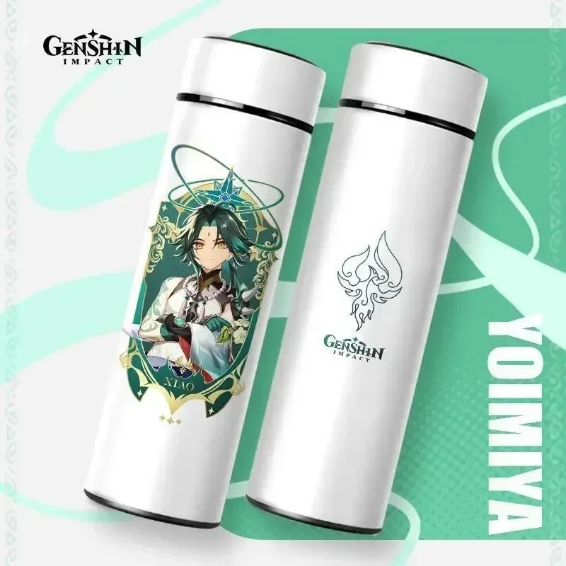 500ml Genshin Impact Vacuum Flasks Temperature Display Thermoses Large Capacity Stainless Steel Cup Insulated Cup Home Drinkware