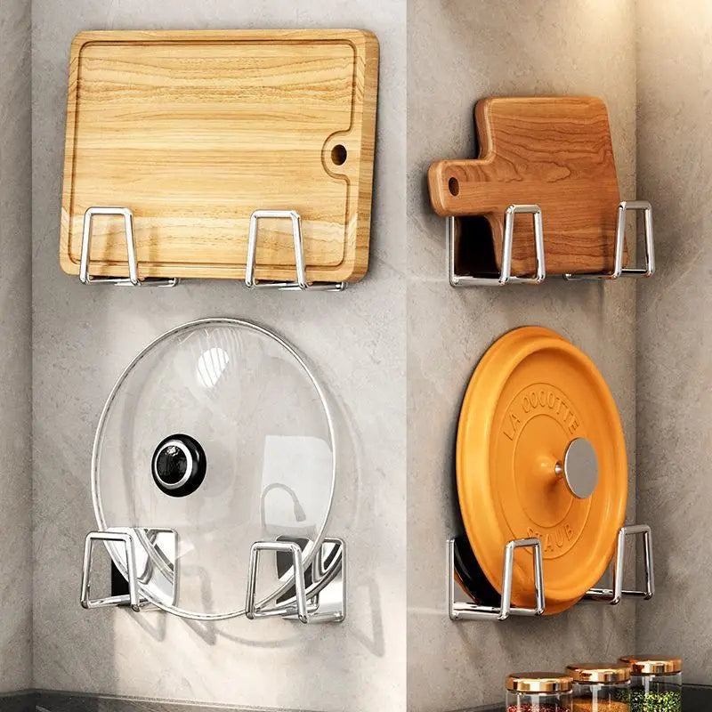 YM Portable Hidden Non-Porous Wall Mounted Kitchen Rack Stylish Pot Lid Rack Under the Cabinet Modern Cutting Board Storage Rack