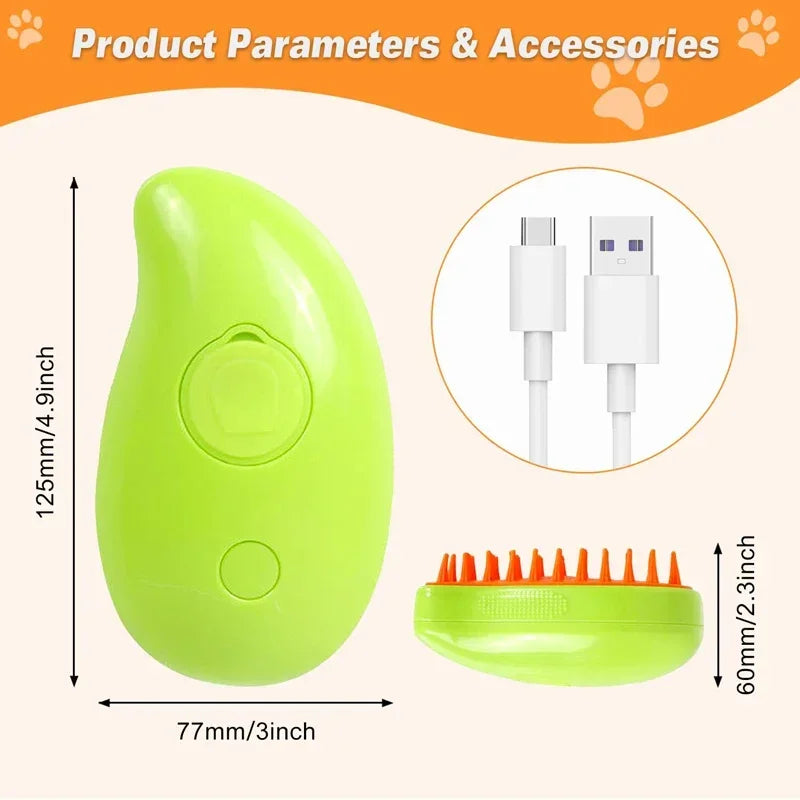 3-in-1 Dog Hair Cat Hair Brush Electric Pet Cleaning Brush Steam Spray Brush Massage Hair Removal Comb Anti Flying Brushes