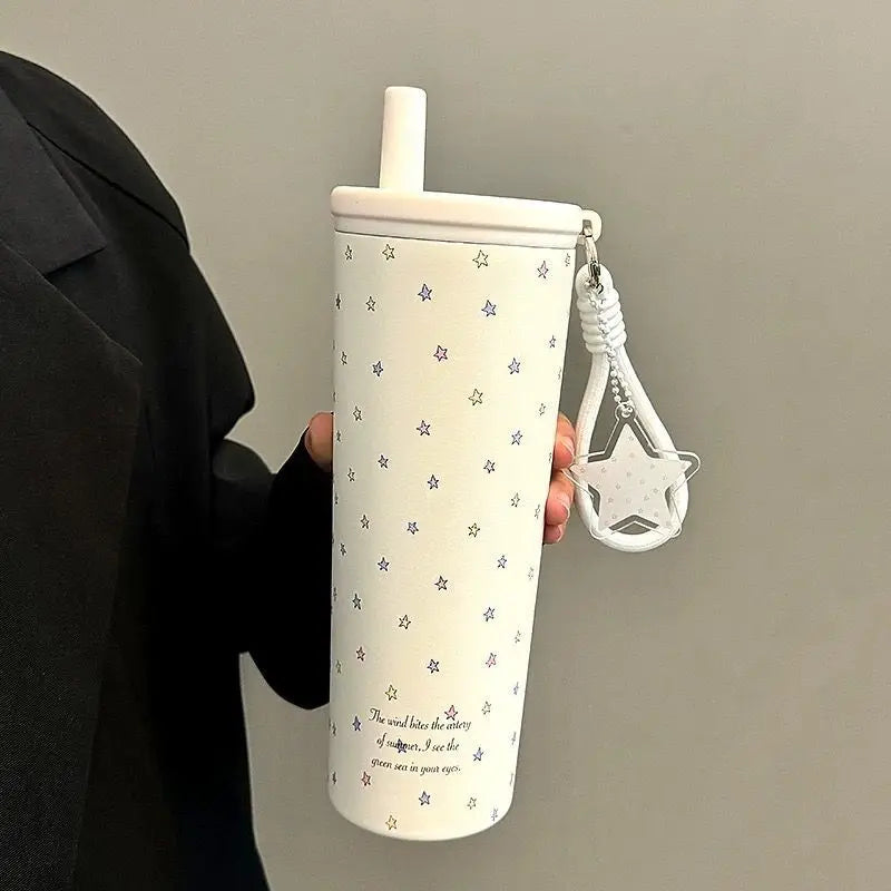 750ML Thermos Bottle with Straw 304 Stainless Steel Coffee Cup Vacuum Flask Thermos Water Bottle Tea Leak-proof Thermos Mug