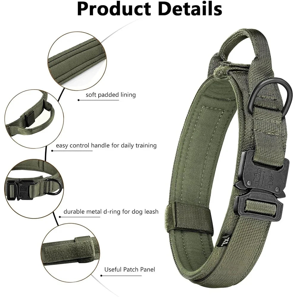 Dog Collar Durable Tactical Leash Set Adjustable Military Pet Collar Leash Medium Large Dog German Shepherd Training Accessories
