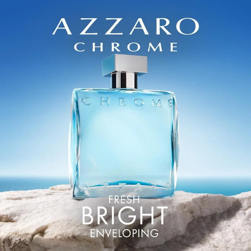 Azzaro Chrome Eau de Toilette - Fresh Aquatic Mens Cologne Lasting Citrus Woody Pheromones Perfume 3.4 Ounce