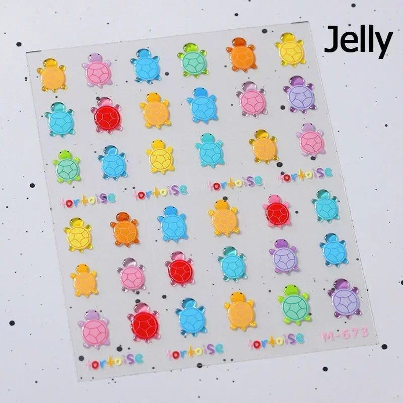 5D Glossy Gel Effect Nail Art Decoration Manicure Decals Korean Jelly Smile Nail Art Stickers Cute Winking Eyes Cool Sunglasses