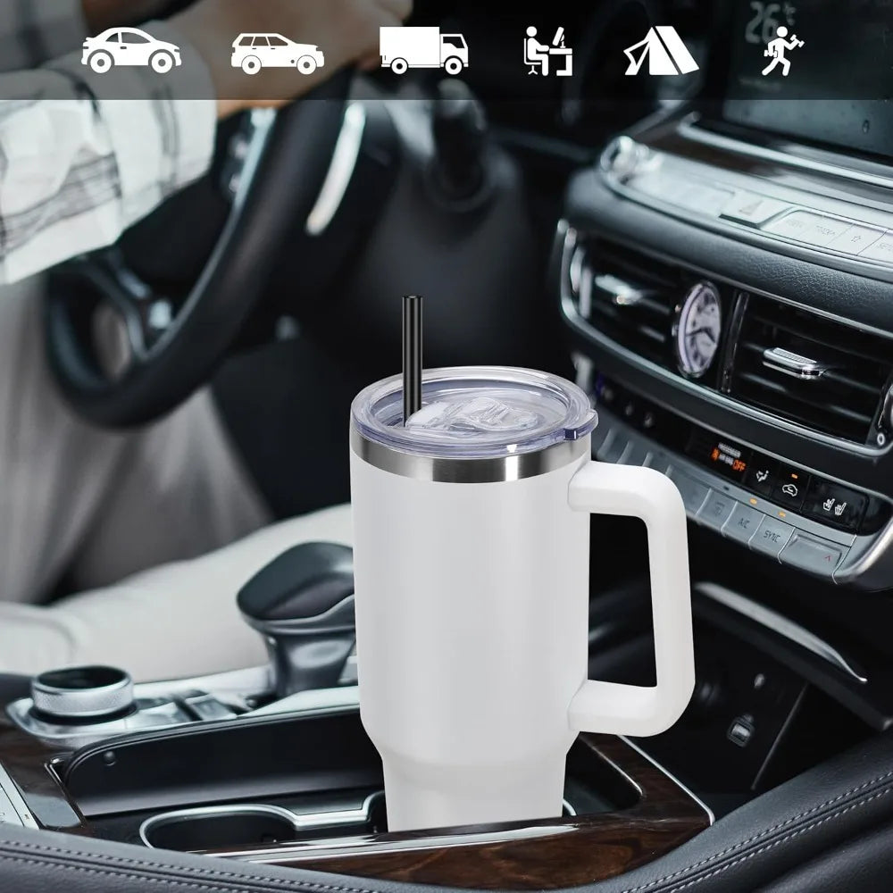 1200ML Metal Vacuum Insulated Cup Stainless Steel Portable Water Cup Refrigerated Vacuum Insulated Straw Leak-proof Lid