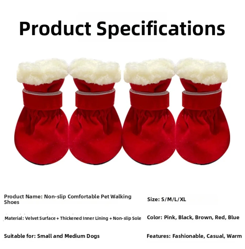4Pcs Winter Waterproof Warm Non-slip Snow Boots for Small Dogs Puppy Outdoor Walking Pet Paw Care Sock Booties