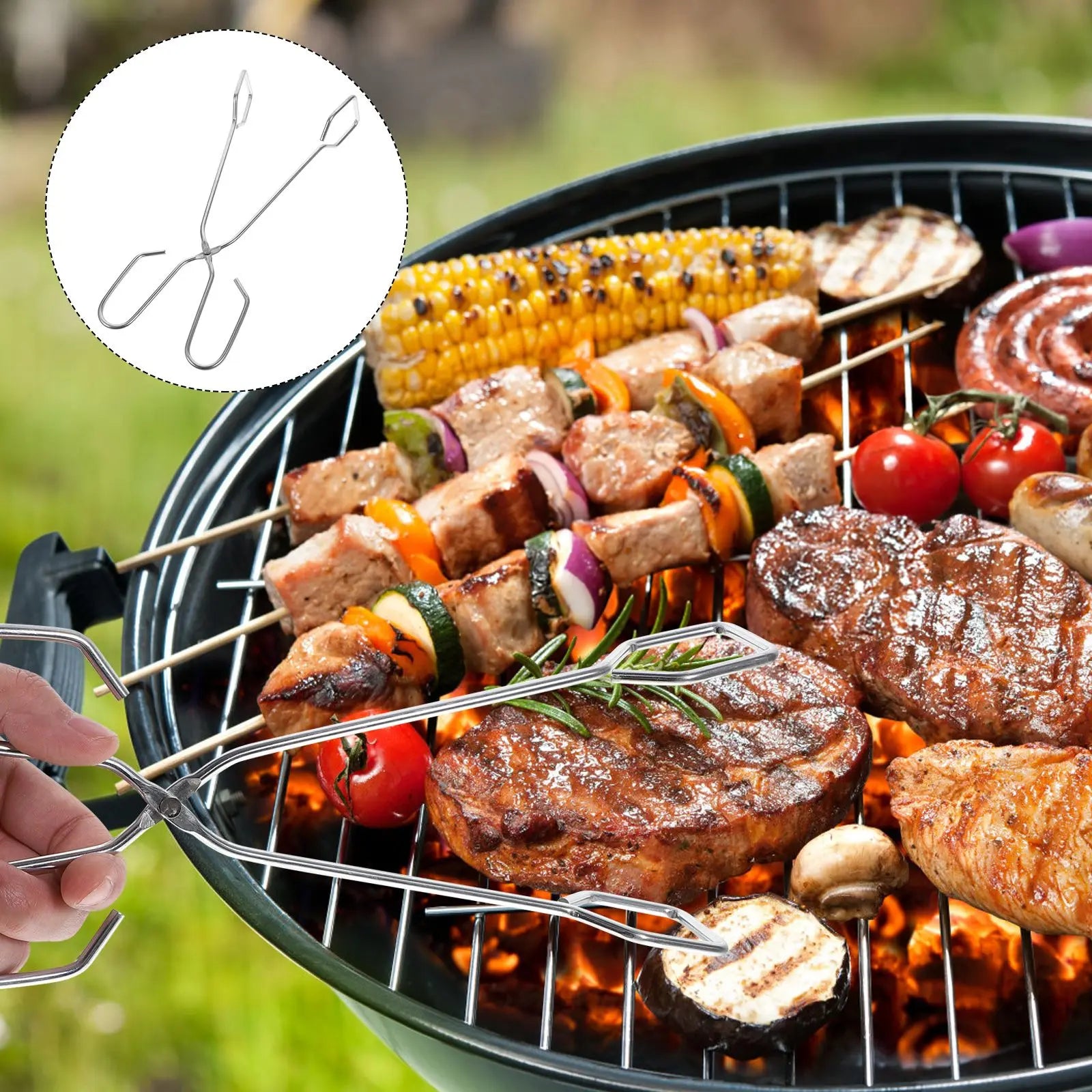 Stainless Steel Food Tongs Kitchen Clip Cooking Clamp Bread Serving Tool BBQ Picnic Wedding Buffet Party Reusable Durable