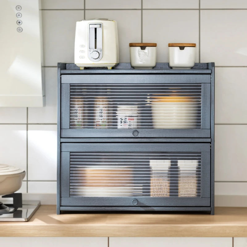 Wood Bathroom Countertop Cabinet for Kitchen Window Doors Multipurpose Storage for Spice Jars and Vanity Beauty